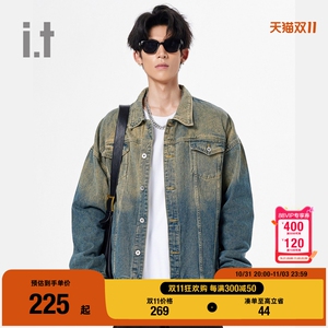 it UNDERGARDEN男装做旧牛仔夹克2024秋季新款复古街头翻领外套