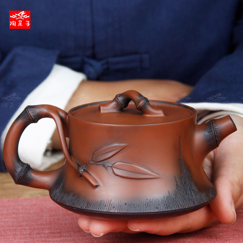 陶呆子 云南建水紫陶茶壶 纯手工功夫茶 中式复古非紫砂竹节壶