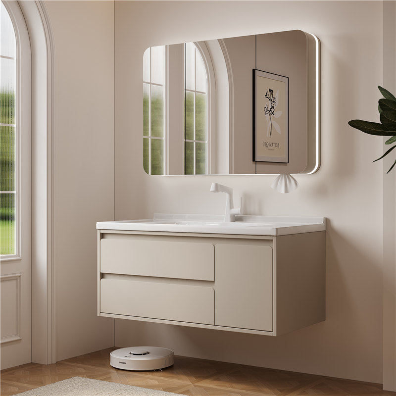 碳晶板烤漆PVC浴室柜卫生间陶瓷一体洗手面盆洗脸盆柜组合洗漱台