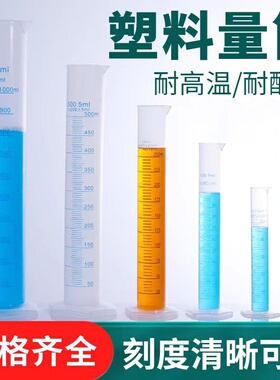 PP塑料量筒带刻度透明蓝线计量杯塑料烧杯100ml家用量杯实验室用