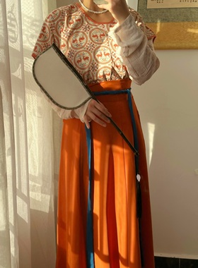 檀栾院原创团窠纹唐制半唐褙子夏季汉服女