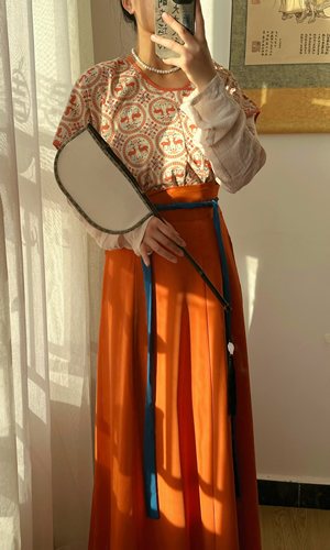 檀栾院复原纹样唐褙子透气夏季