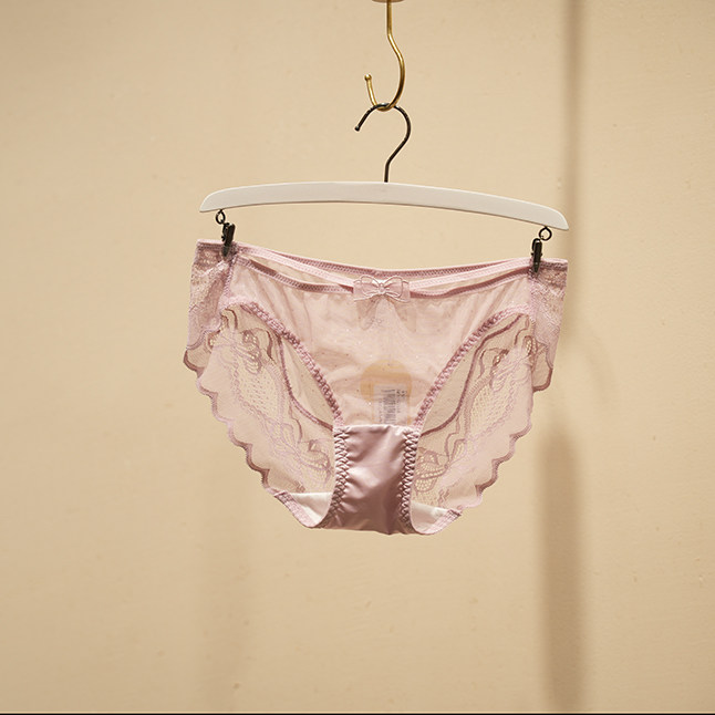 訫心蕾丝透明内裤女款甜美性感速干纯棉档底性感时尚网纱三角底裤