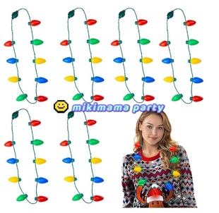 爆款圣诞节LED发光项链彩色大灯泡新年聚会装饰布置派对礼物跨境