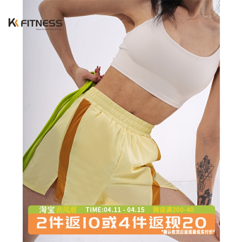 kk fitness健身短裤女防走光速干宽松三分羽毛球运动裤瑜伽跑步夏