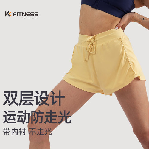 假两件防走光运动短裤女瑜伽短裤