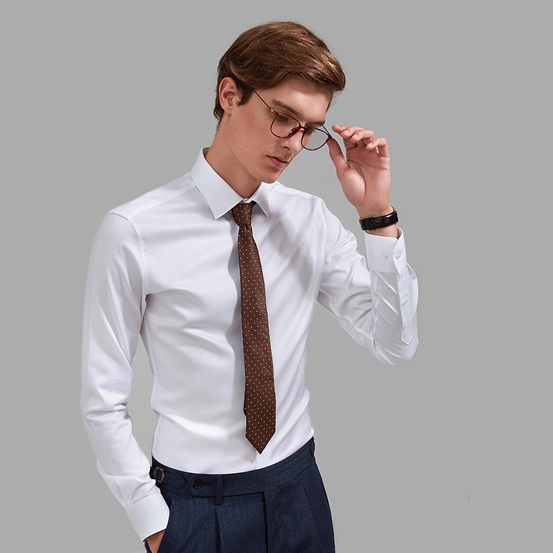 衬衫定制刺绣logo印字4S店工作服免烫抗皱商务职业长短袖制服工衣