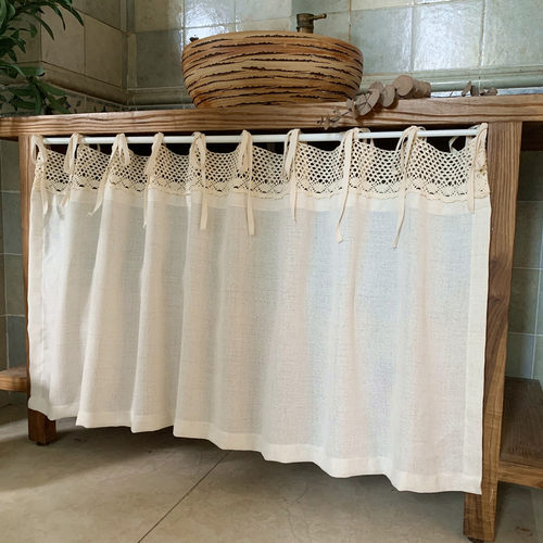 原木风棉麻柜子遮挡帘