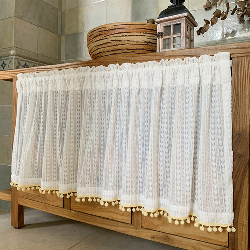 法式半帘遮挡帘免打孔安装