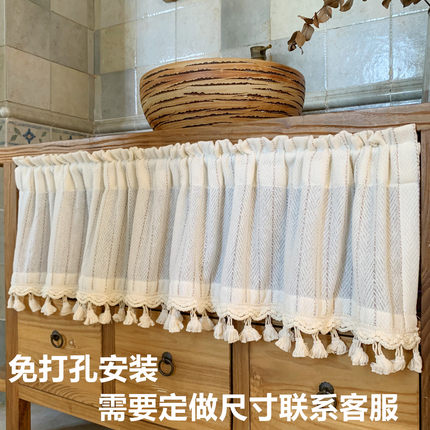 中古风日式羊毛短帘柜帘书柜鞋柜橱柜遮挡帘柜子防尘隔断免打孔