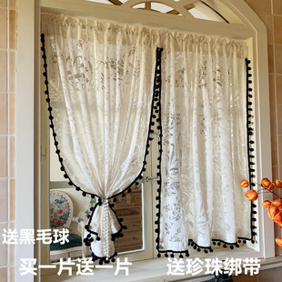 中古风纱帘镂空复古窗纱免打孔安装魔术贴客厅飘窗落地窗隔断门帘