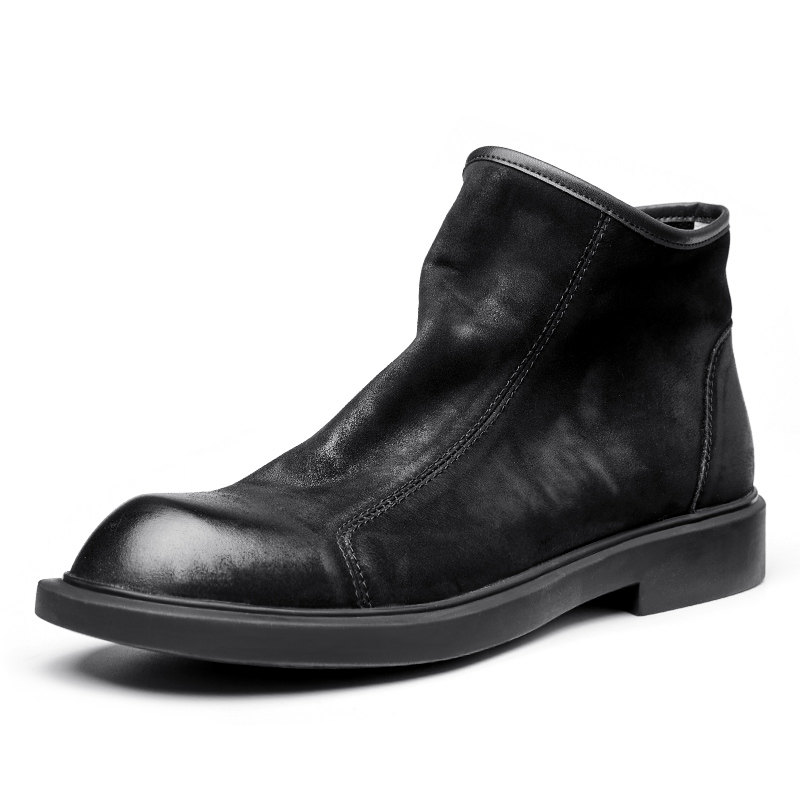 CHELSEA BOOTS ZIPPER AUTUMN WINTER SOFT SOLED MARTIN BOOTS BOOTS MENS LEATHER BOOTIES BRITISH CASUAL MIDTOP LEATHER BOOTS MEN
