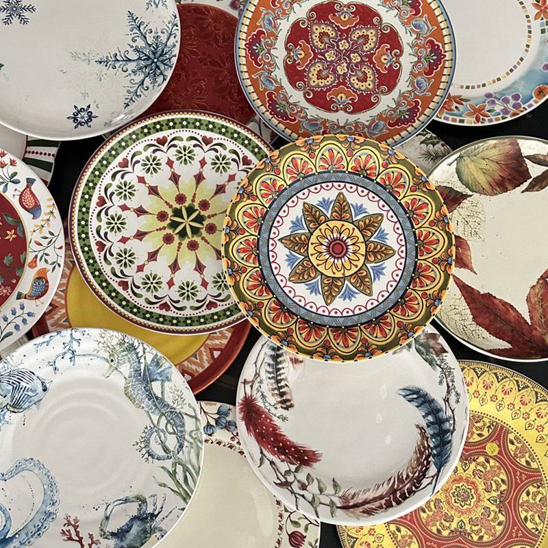 微瑕清仓/欧式美式10寸釉下彩大盘西餐盘牛排盘水果盘