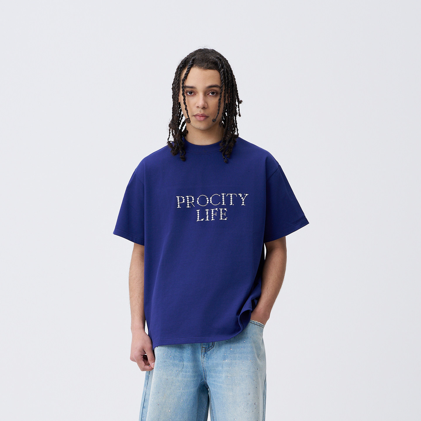 PROCITY水钻珍珠T恤2026新款曹芳男女运动休闲宽松夏季透气短袖衫