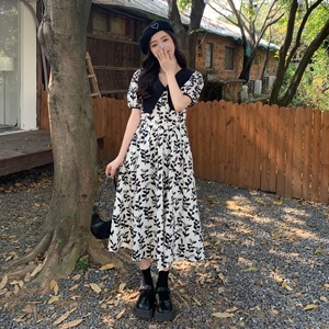 RM10081#大码女装法式碎花胖MM显瘦气质连衣裙