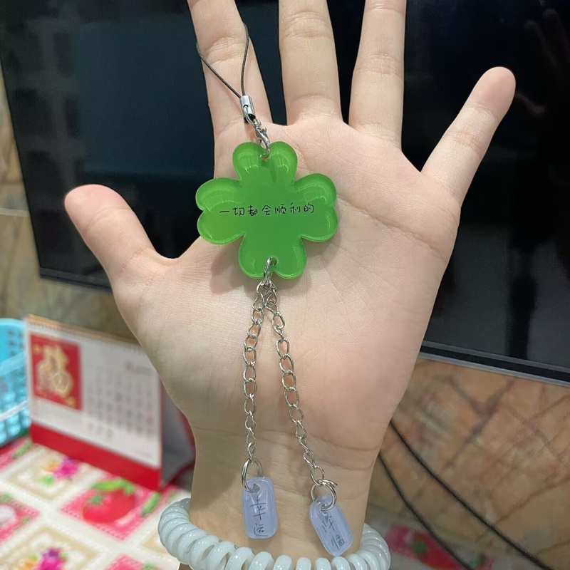 一切都会顺利的四叶草幸运降临亚克力钥匙扣挂件好运创意挂饰礼物