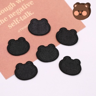 黑色自粘小熊免缝补贴羽绒服裤子破洞补丁贴包包衣服可爱装饰布贴