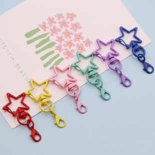 彩色系旋转狗扣金属配件五角星挂扣龙虾扣公仔DIY星星钥匙扣链条