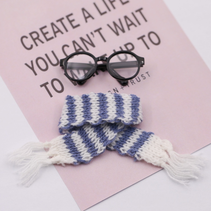 10cm迷你小围巾毛线蓝色围巾