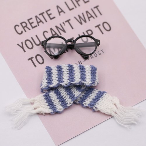 10cm迷你小围巾毛线蓝色围巾