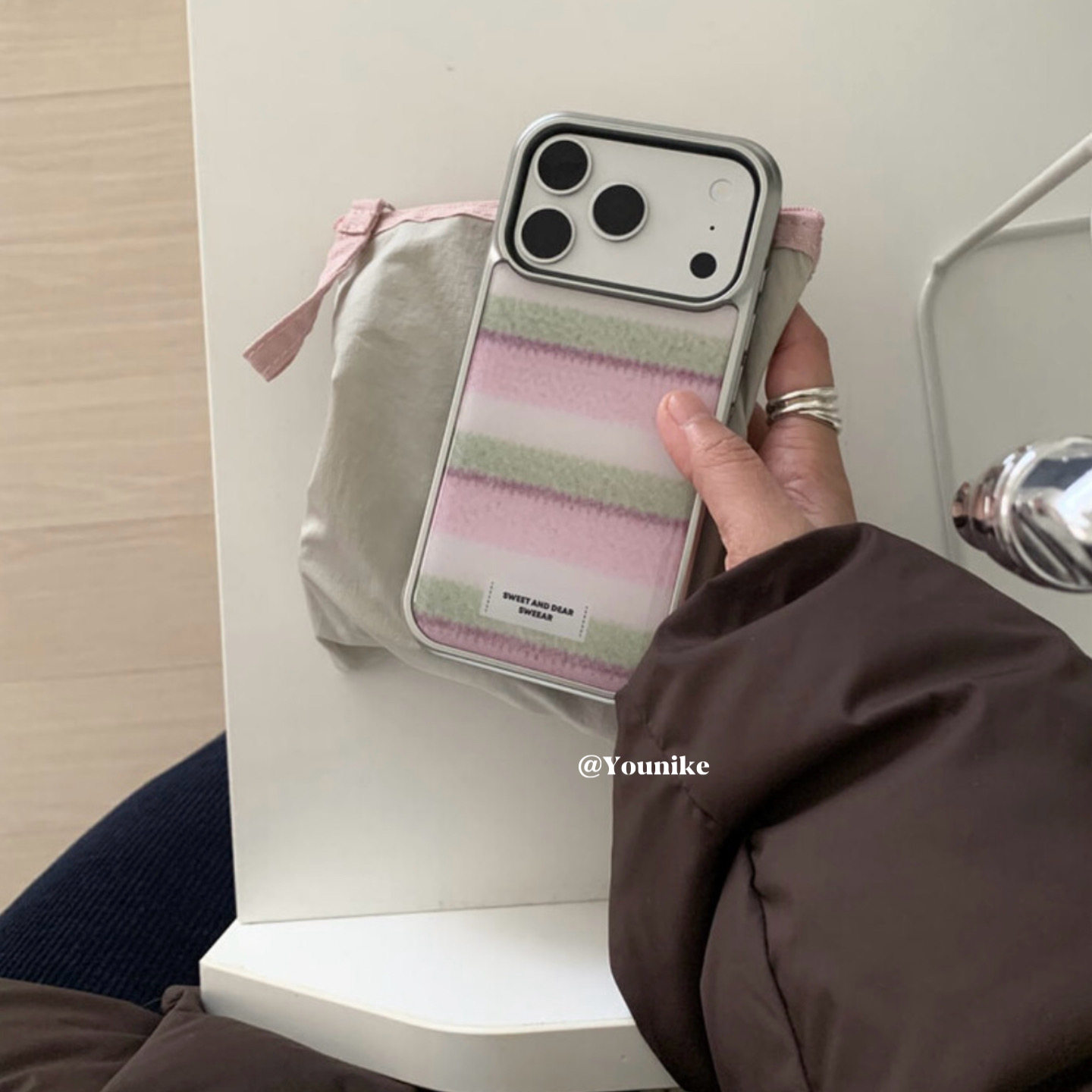 韩系ins毛线纹理感温柔风粉绿条纹适用iphone17pro/17promax保护壳苹果16手机壳16promax保护套15/13/14外壳,3C数码配件,手机保护套/壳,淘宝优惠券,粉丝福利购,淘宝优惠卷