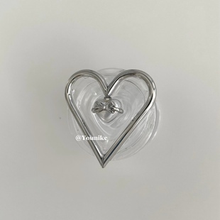 ins设计师款 17pro 手作时髦博主style金属爱心手机磁吸支架适用17