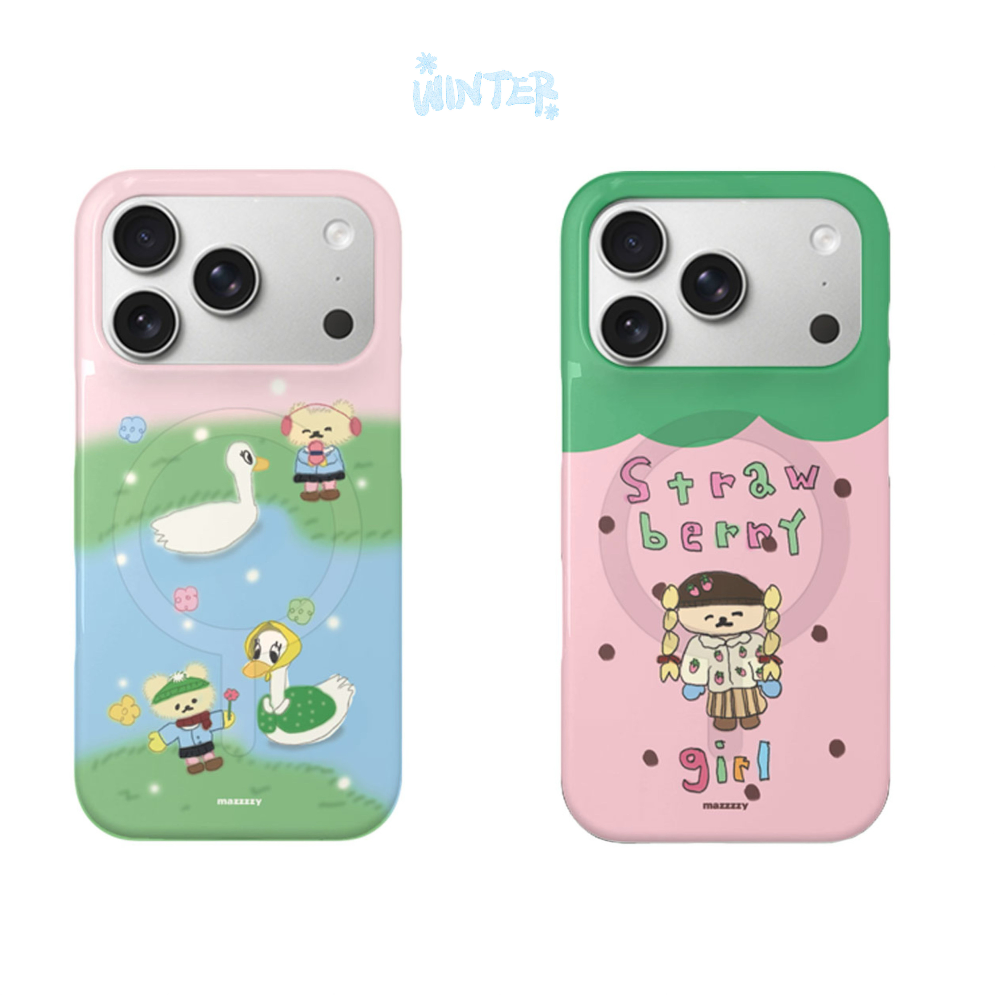 韩系ins治愈可爱粉色小熊鸭子磁吸适用iphone17pro/17promax保护壳苹果16手机壳16promax保护套15/13/14外壳