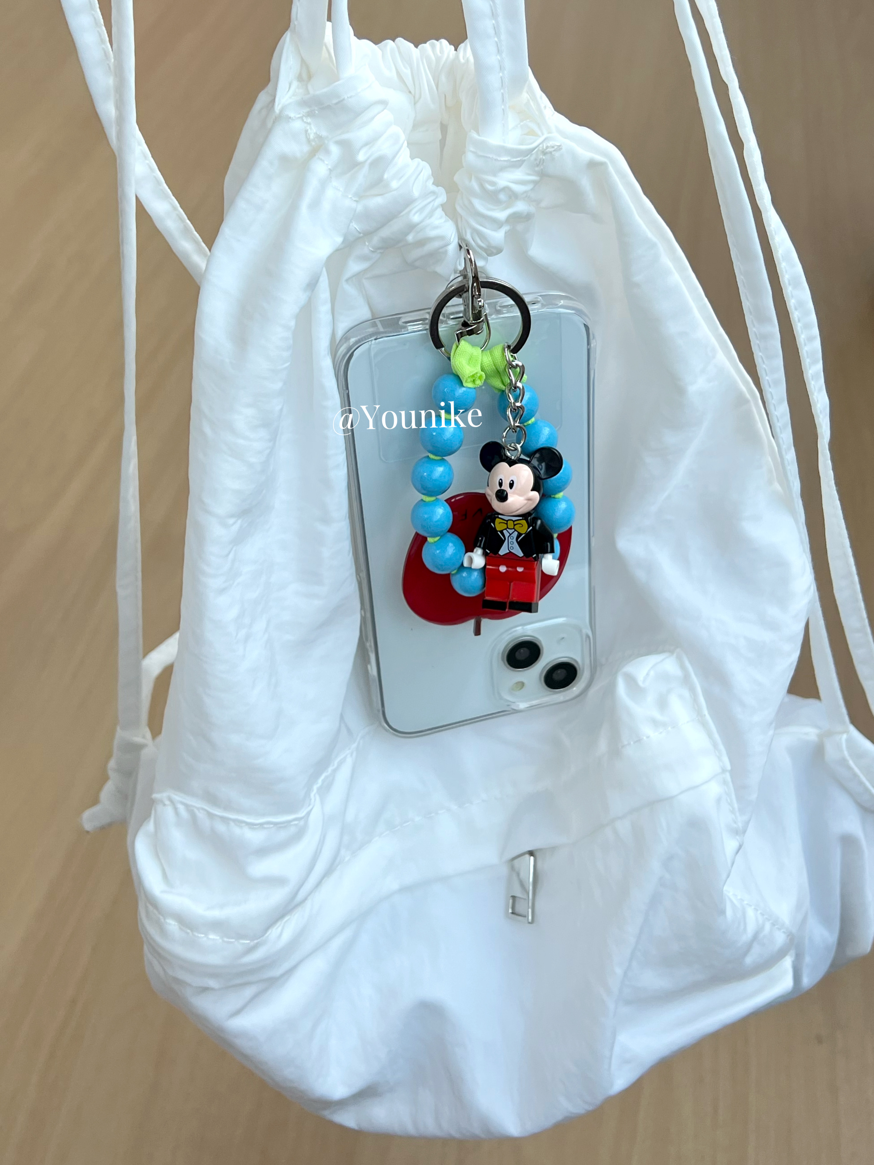 夏日清新蓝色串珠吊坠手机壳苹果