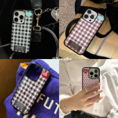 韩系ins风复古爱心格纹磁吸适用iphone17pro 17promax保护壳苹果16手机壳16promax保护套15防摔13 14外壳air