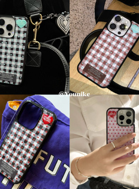 韩系ins风复古爱心格纹磁吸适用iphone17pro/17promax保护壳苹果16手机壳16promax保护套15防摔13/14外壳air