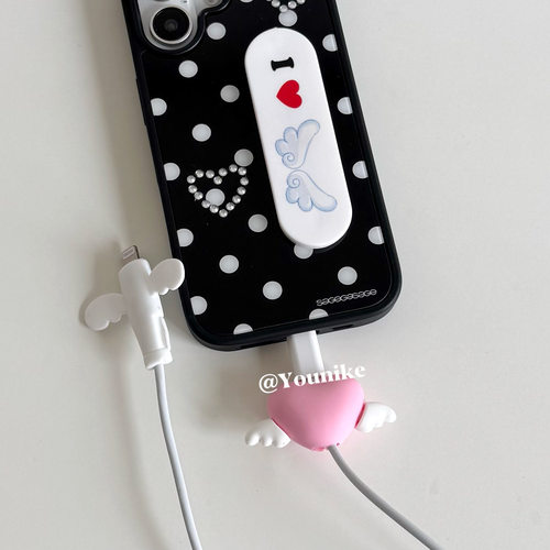 少女心天使爱心苹果充电器保护套