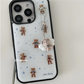 韩系ins可爱小熊玩偶吊坠适用iphone17pro 14外壳air壳 17promax保护壳苹果16手机壳16promax保护套15防摔13
