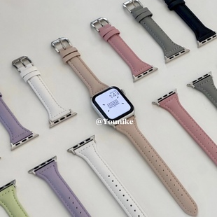 韩系纯色表带适用iwatch10苹果S9手表带applewatch876543代通用SE