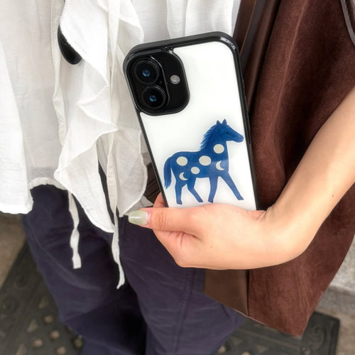 复古秋冬油画小马防滑手机壳