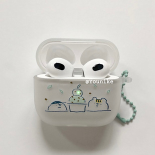 2防摔 韩系ins风小众创个趣味可爱抹茶绿开灯小熊夏日适用airpods4保护套airpodspro2苹果耳机套airpods3