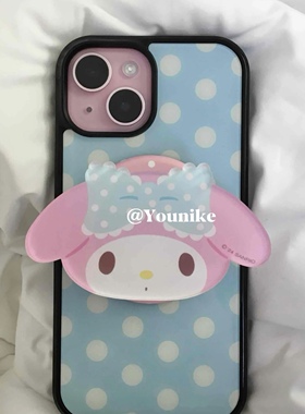 韩系ins蓝色波点美乐蒂磁吸支架适用iphone17air/17promax保护壳苹果16手机壳16promax保护套15防摔13/14外壳