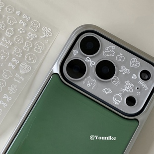 韩系ins可爱小众狗狗插画贴纸高清镜头膜防摔适用iphone17 16pro贴膜全覆盖一体镜头膜17promax钢化膜 17pro