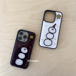 17promax保护壳苹果16手机壳16promax保护套15防摔13 适用iphone17pro 14外壳 可爱雪人韩系ins风情侣款 冬季