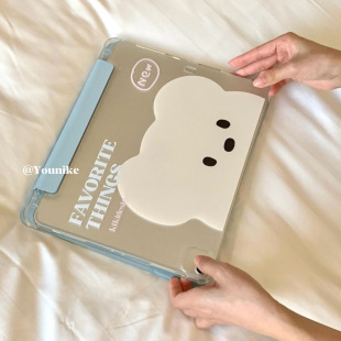小众韩系ins可爱文创小熊适用2024iPad保护壳2022苹果iPad10.5寸保护套air5 10.9平板套防摔软壳带笔槽支架11