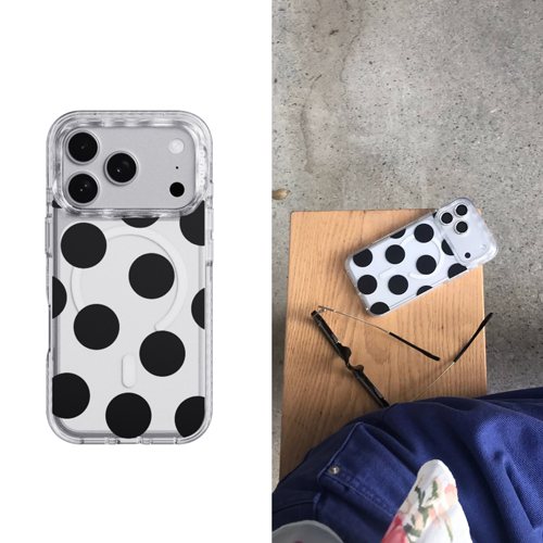 韩系复古波点磁吸iPhone手机壳套