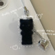 韩系小众ins敲可爱 植绒黑色爱心小奶猫手机挂件AirPods挂饰吊坠