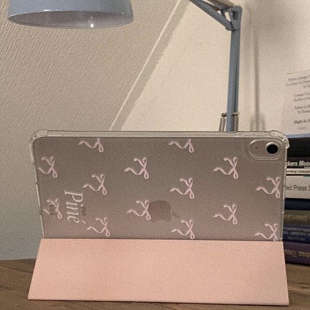 韩系小众ins粉色淡蓝色蝴蝶结丝带适用2024iPad保护壳2022苹果iPad10代保护套air5平板套防摔软壳带笔槽支架