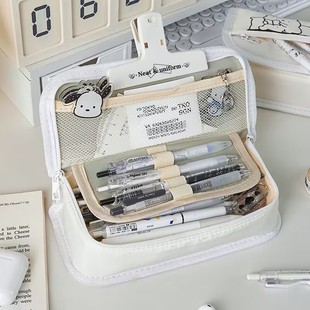 萌萌可爱韩版ins少女心学生笔袋大容量简约小清新奶白色文具盒