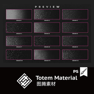 高端PS笔刷绘画工具12款颗粒沙砾肌理底纹插画绘画工具设计素材