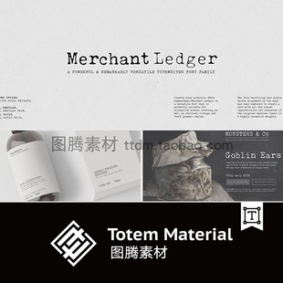 复古打字机模印效果衬线英文字体品牌logo标识海报版式字体下载