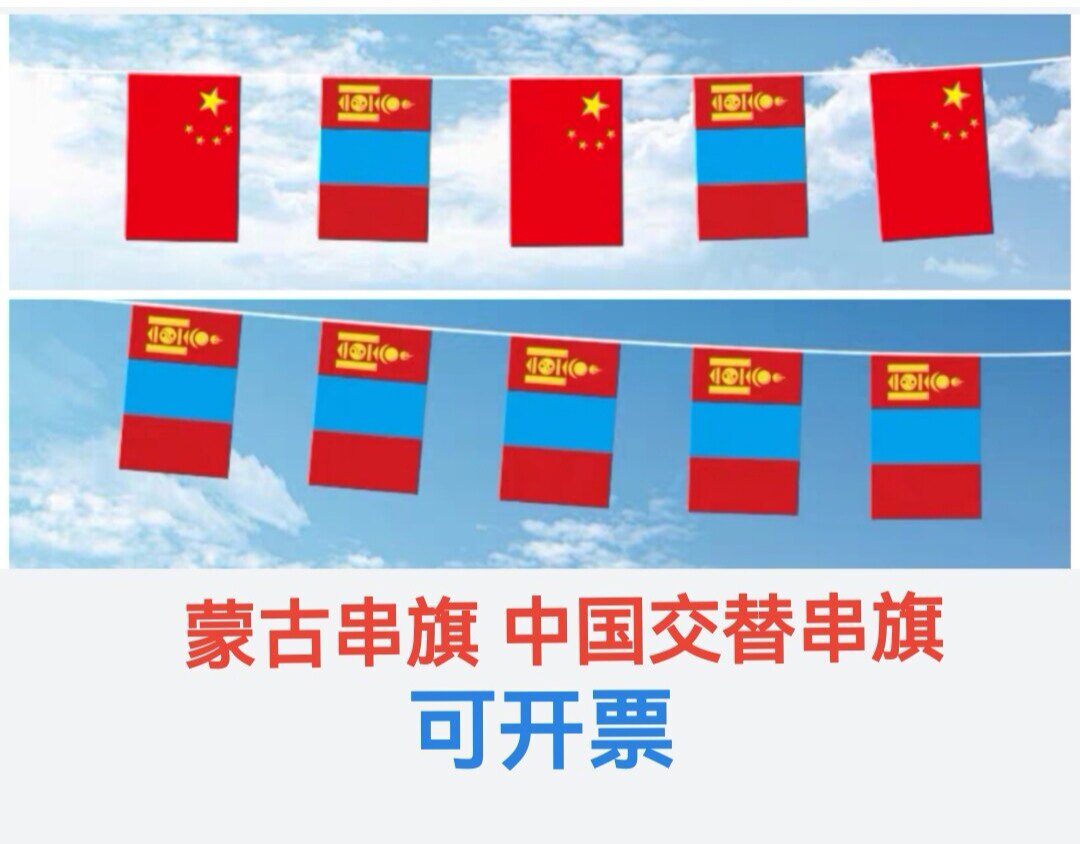 7米中国蒙古国旗串旗挂旗吊旗蒙古人民共和国国旗装饰小旗子