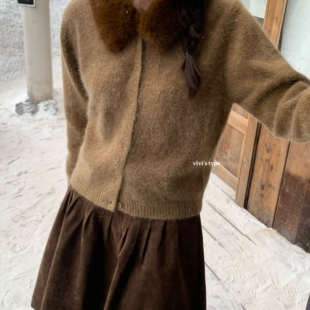 VIVIS TYPE-古风开衫保暖毛衣(配可拆卸毛领)(皮草毛领不可烫)563