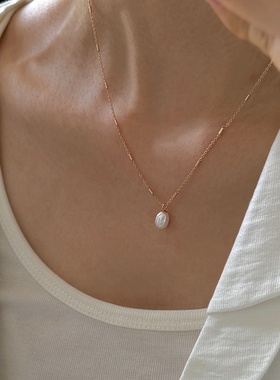 S925纯银天然白紫淡水珍珠吊坠