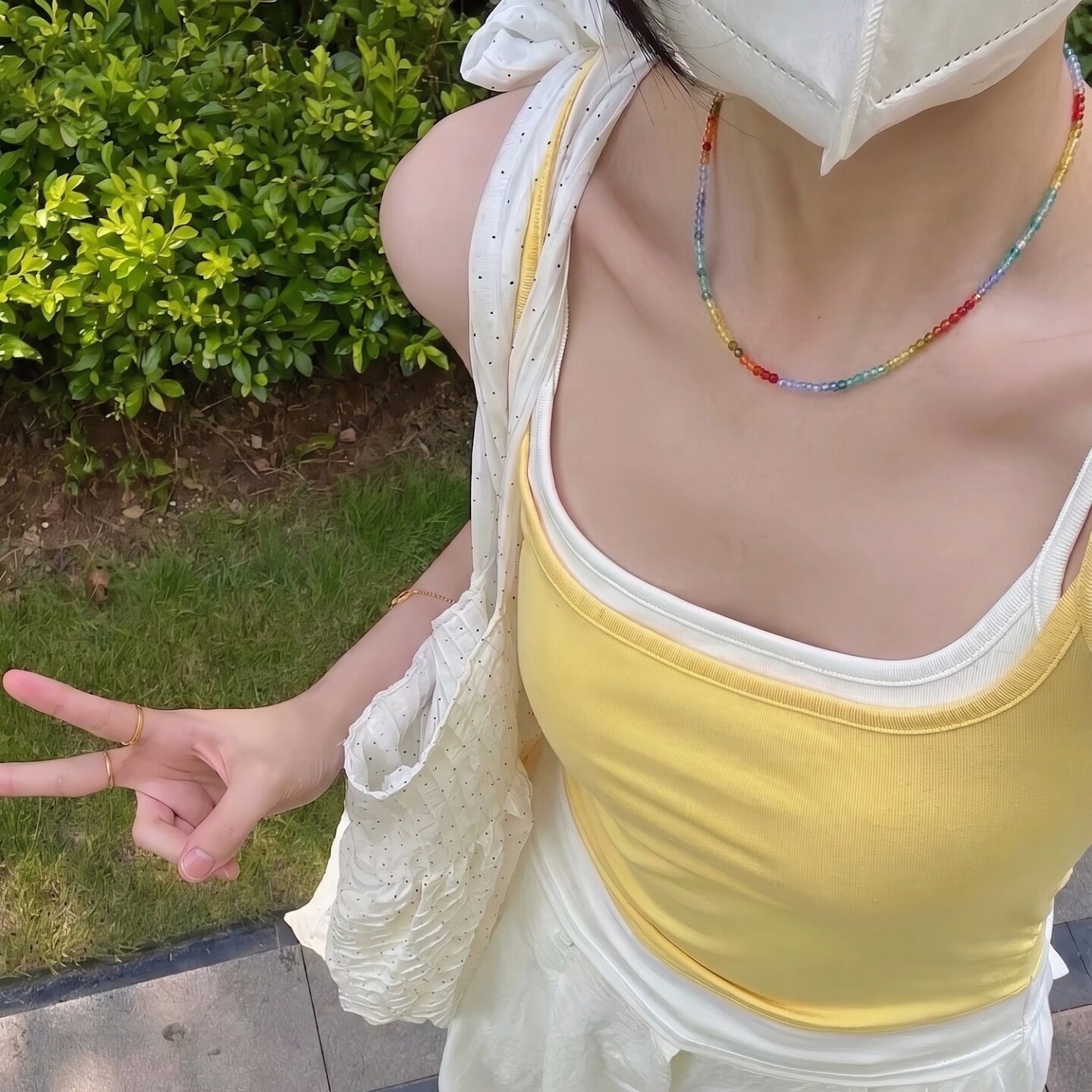 彩色天然石多巴胺清新甜美风S925纯银韩系项链小众气质百搭叠戴女