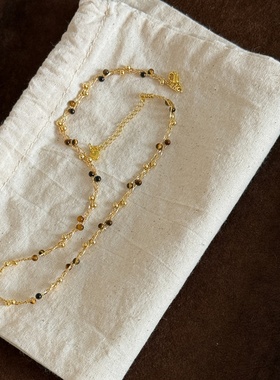 原创秋冬美拉德风蔓藤虎眼石缠绕项链轻奢简约叠戴高级感毛衣链女